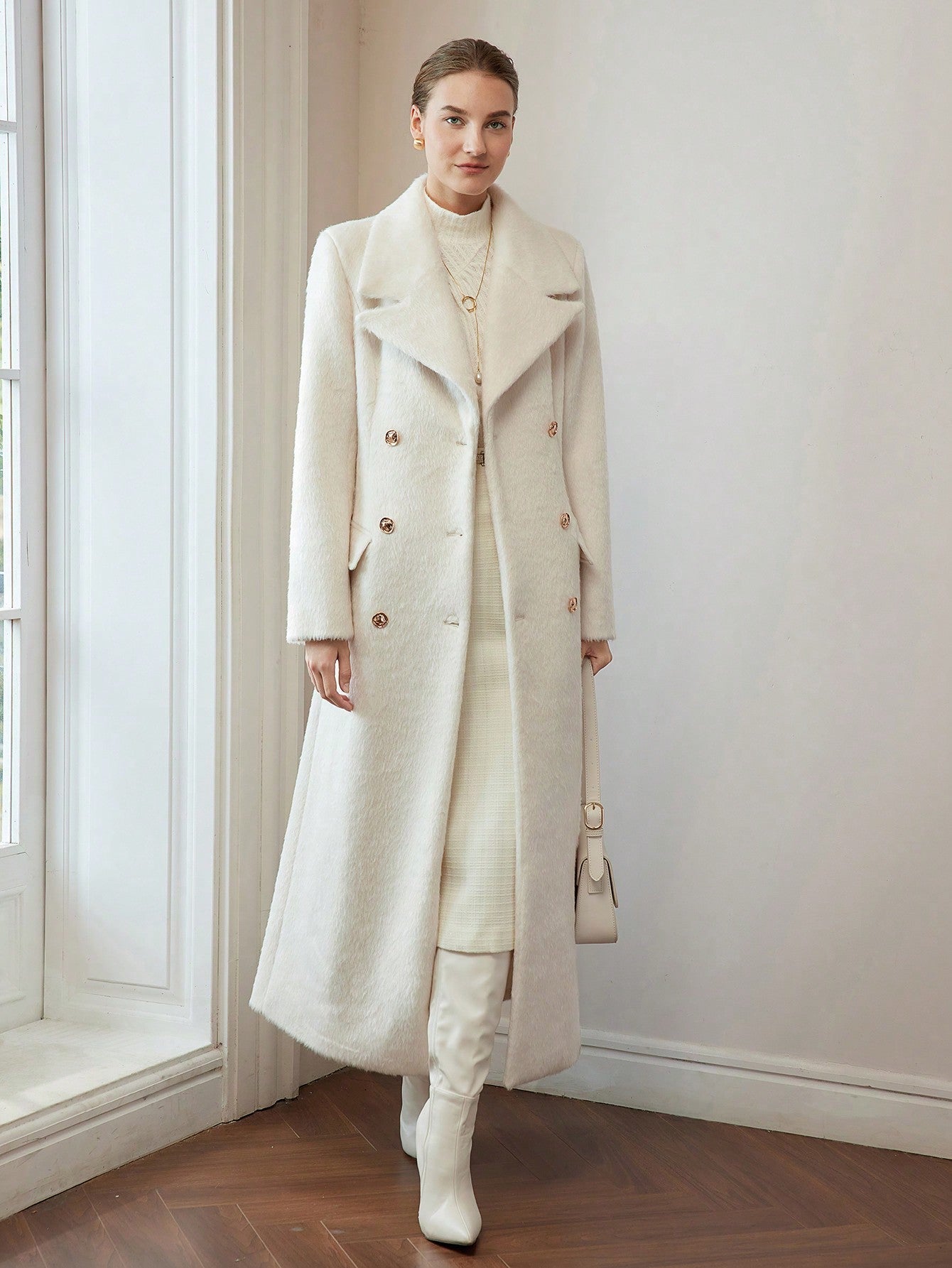 Sobretudo Feminino Inverno Lã Batida Forrado