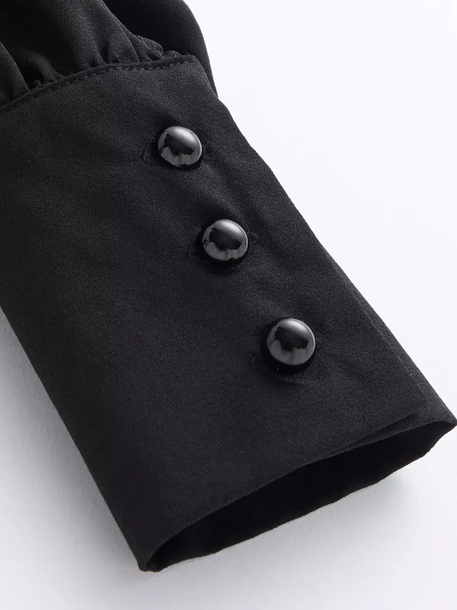 Blusa Feminina Franzida Manga Comprida Elegante