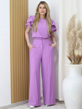 Conjunto Feminino Blusa e Calça Pantalona