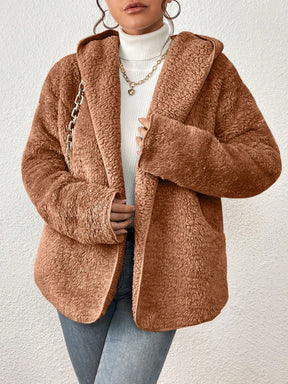 Casaco Teddy Feminino com Capuz e Bolso