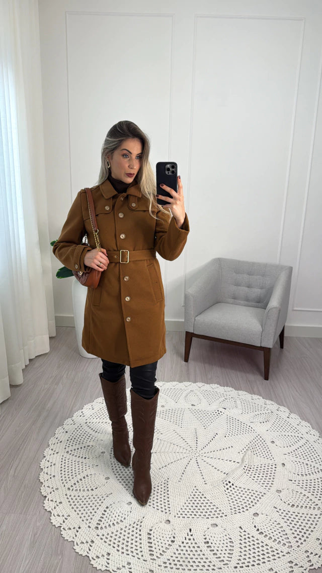 Casaco Trench Coat de Lã Batida Berlim – Elegância e Conforto