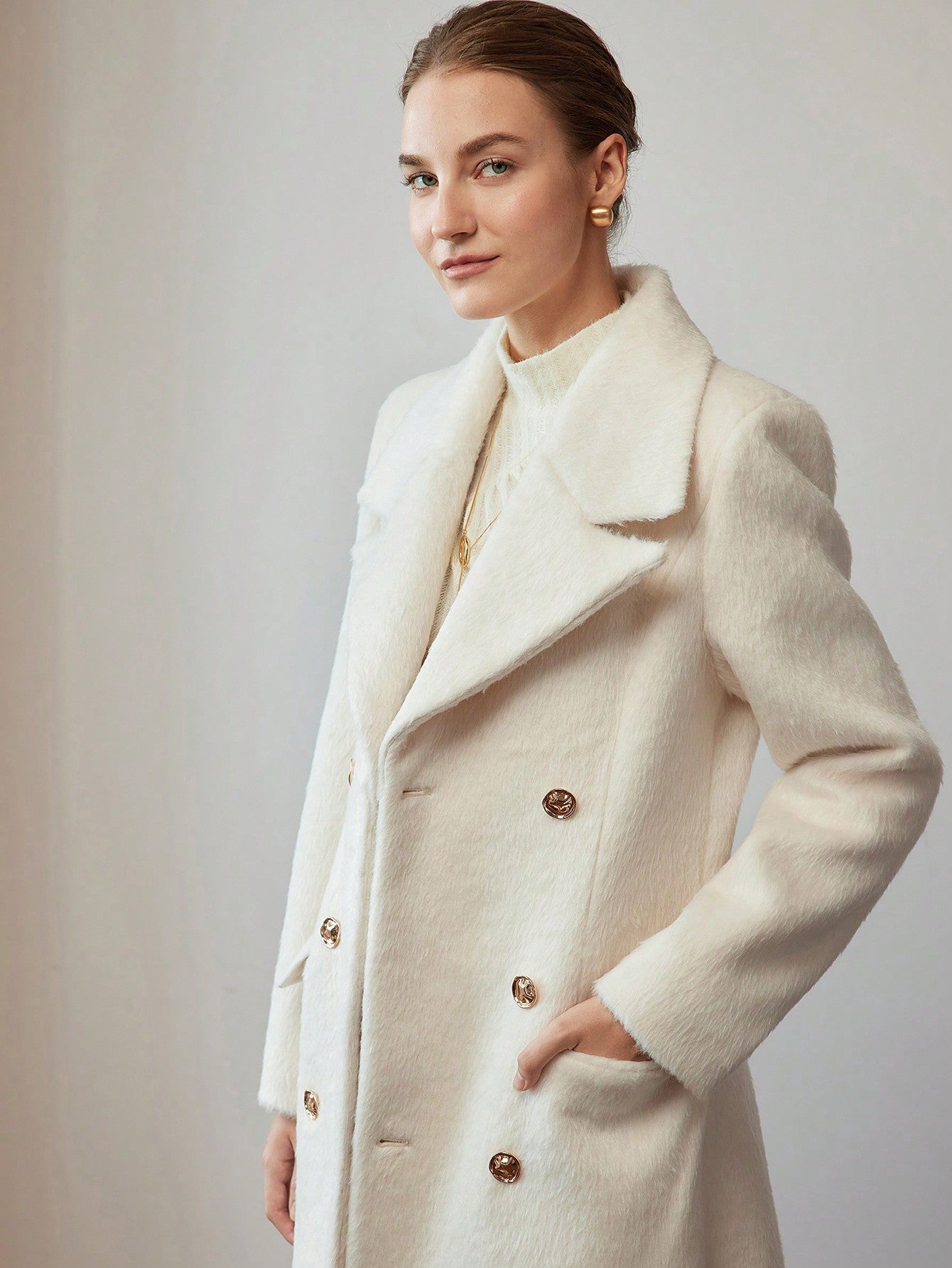 Sobretudo Feminino Inverno Lã Batida Forrado
