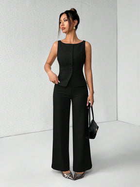 Conjunto Alfaiataria Feminino Colete e Calça Social