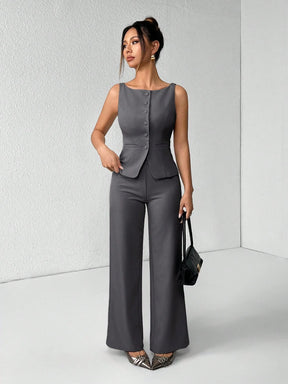 Conjunto Alfaiataria Feminino Colete e Calça Social
