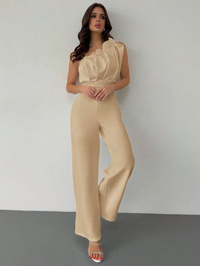 Macacão Feminino Elegante Plissado Um Ombro Só