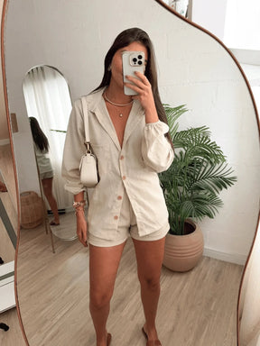 Conjunto de Linho Feminino Camisa e Short