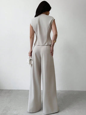 Conjunto Alfaiataria Elegante Feminino Colete e Calça Pantalona