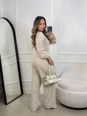 Conjunto de Tricô Mousse Feminino Inverno