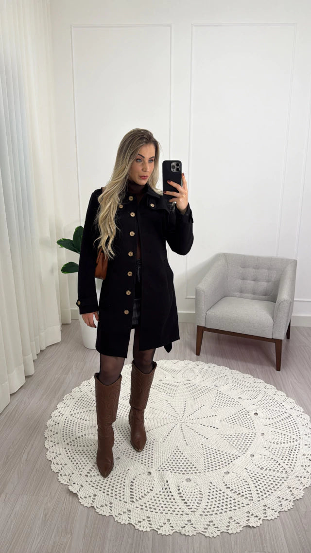 Casaco Trench Coat de Lã Batida Berlim – Elegância e Conforto