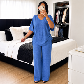 Conjunto Serena®  – Blusa Ajustável + Calça Pantalona.