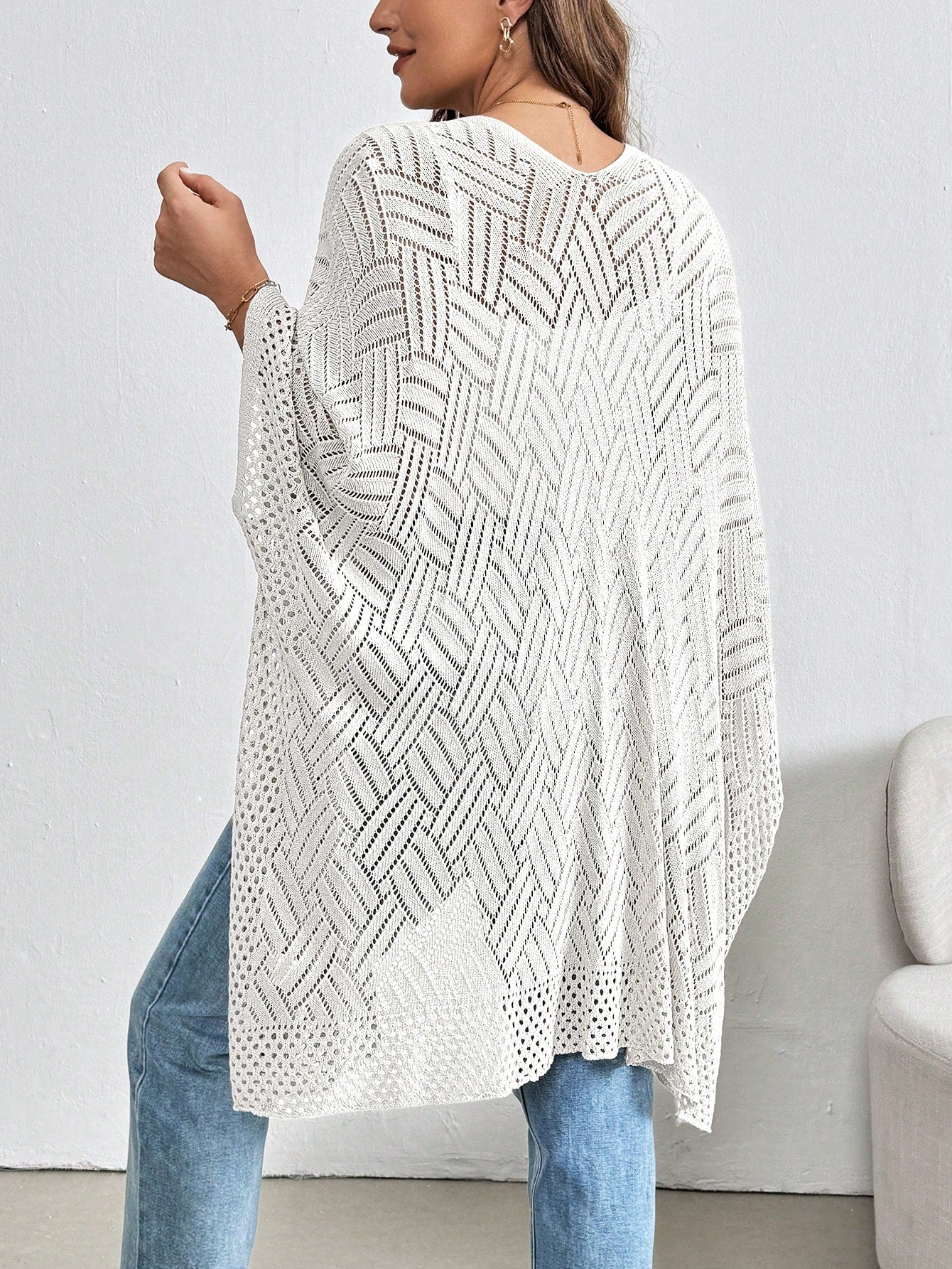 Cardigan Feminina de Praia com Efeito Vazado - Nicole